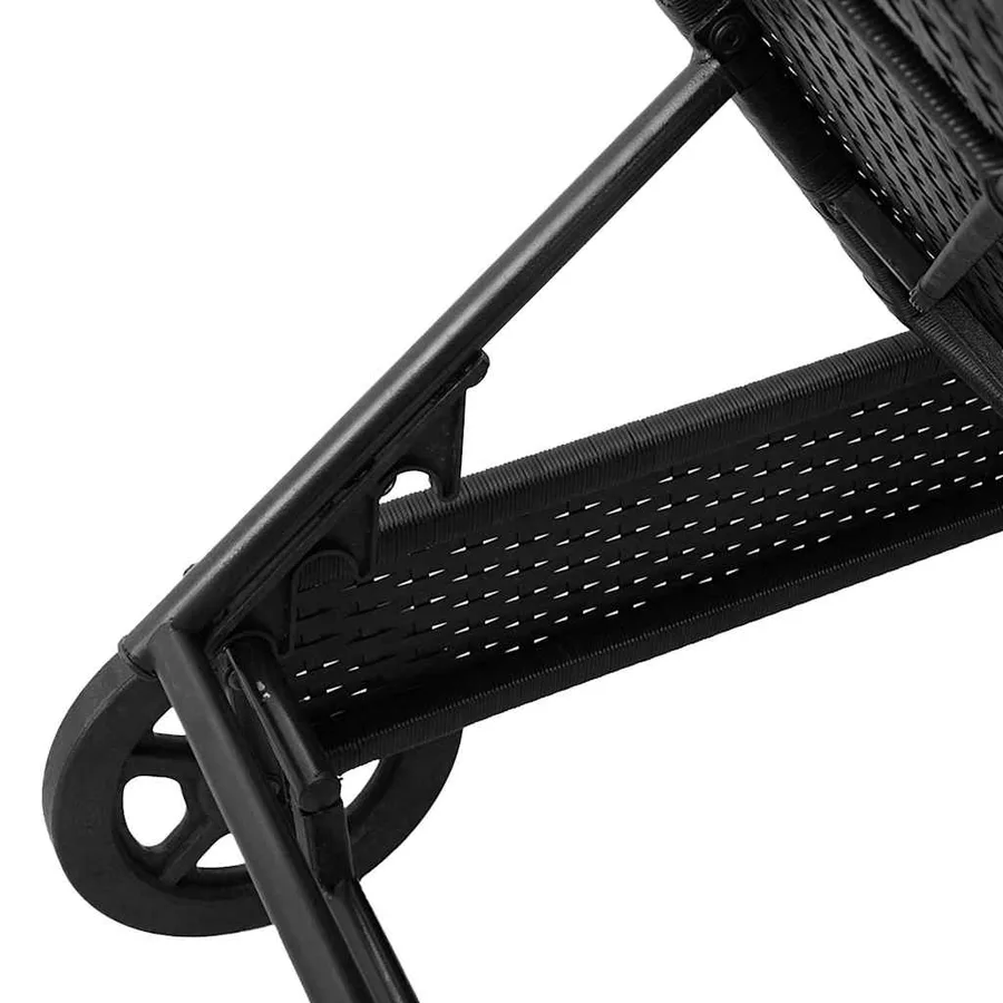 Chaise longue avec roues et coussin noir résine tressée - 10