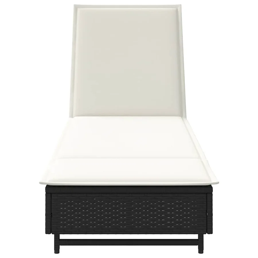 Chaise longue avec roues et coussin noir résine tressée - 6