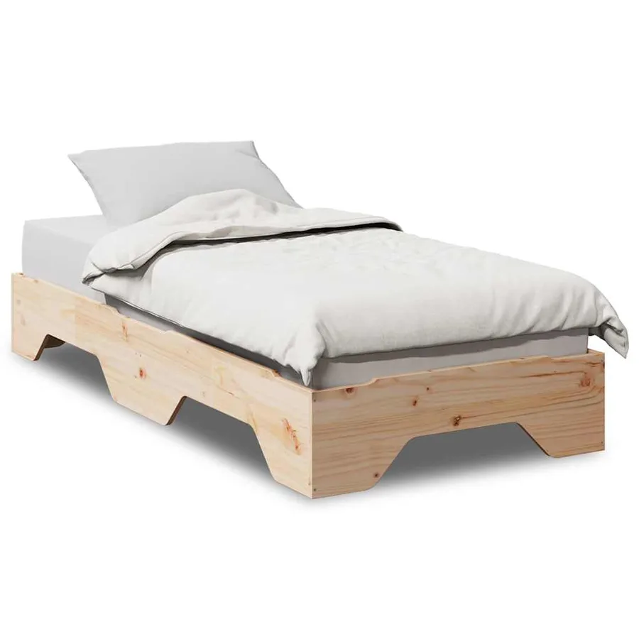 Cadre de lit sans matelas empilable 90x190 cm bois massif - 2