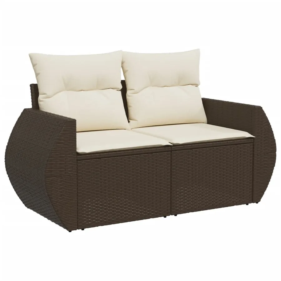 Salon de jardin 10 pcs avec coussins marron résine tressée - 7