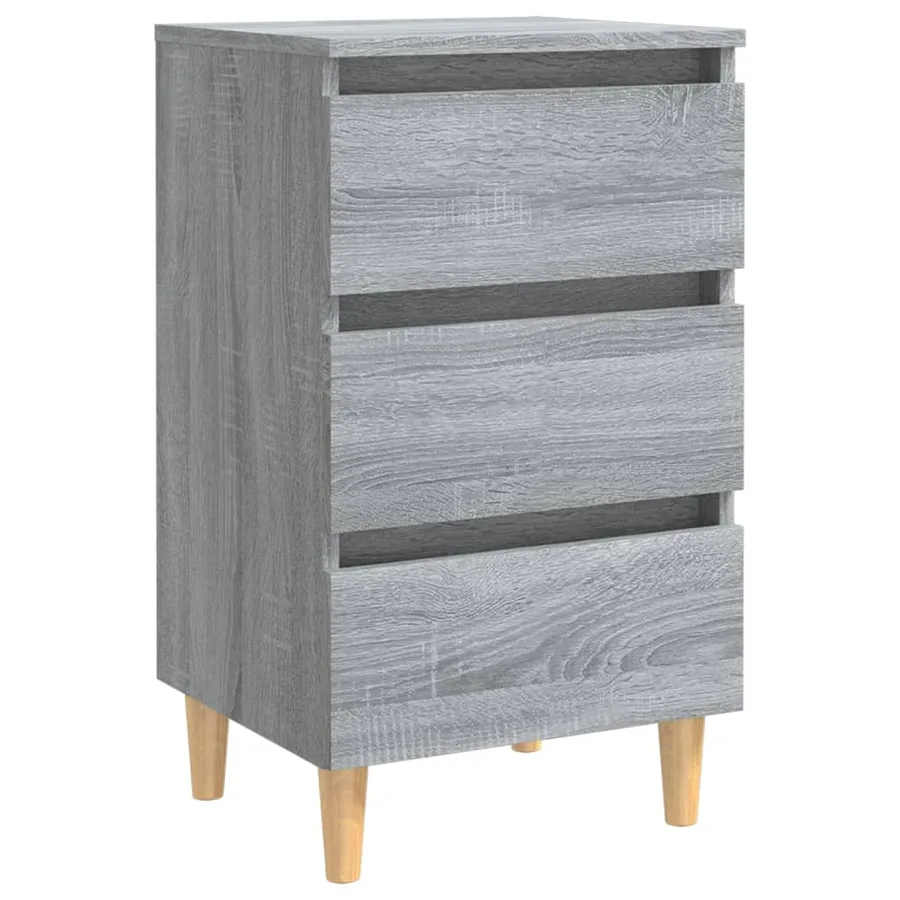 Table de chevet avec pieds en bois Sonoma gris 40x35x69 cm - 2
