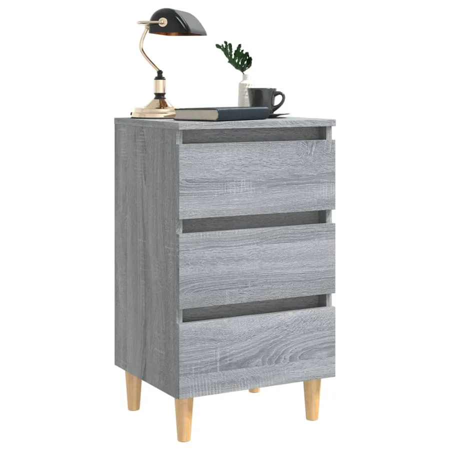 Table de chevet avec pieds en bois Sonoma gris 40x35x69 cm - 4