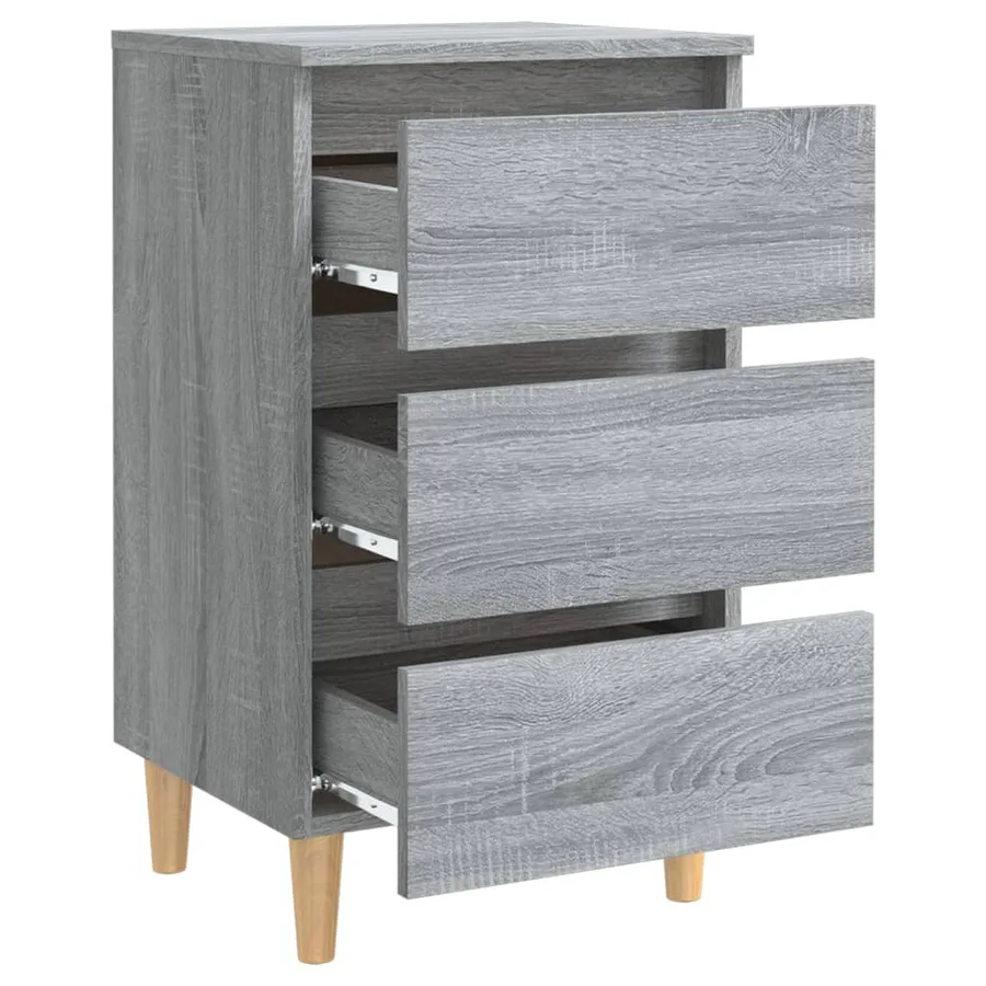 Table de chevet avec pieds en bois Sonoma gris 40x35x69 cm - 5