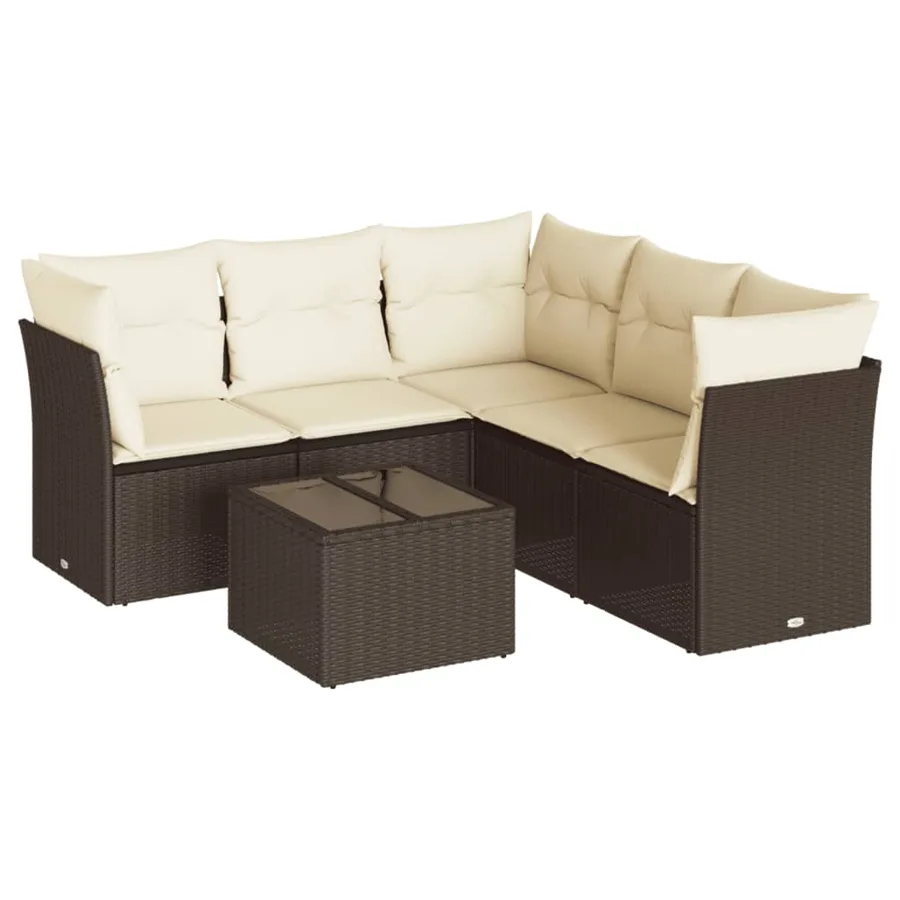 Salon de jardin avec coussins 6 pcs marron résine tressée - 2