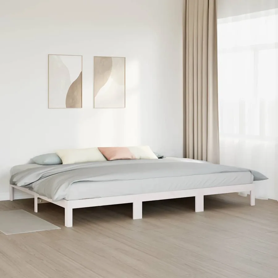 Cadre de lit familial sans matelas blanc 240x200 cm - 4
