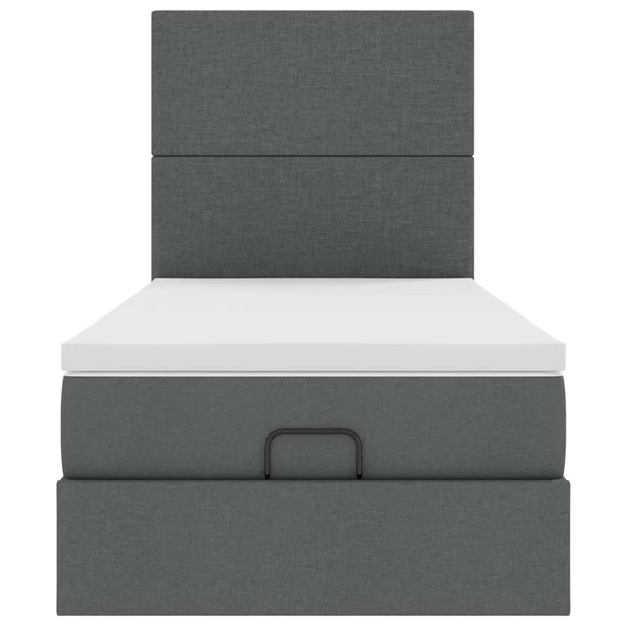 Cadre de lit ottoman avec matelas gris foncé 90x190 cm tissu - 8
