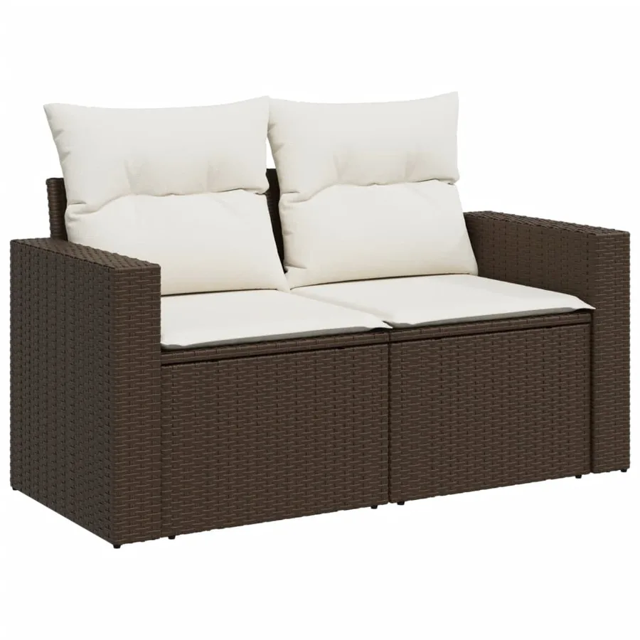 Salon de jardin et coussins 11 pcs marron résine tressée - 5