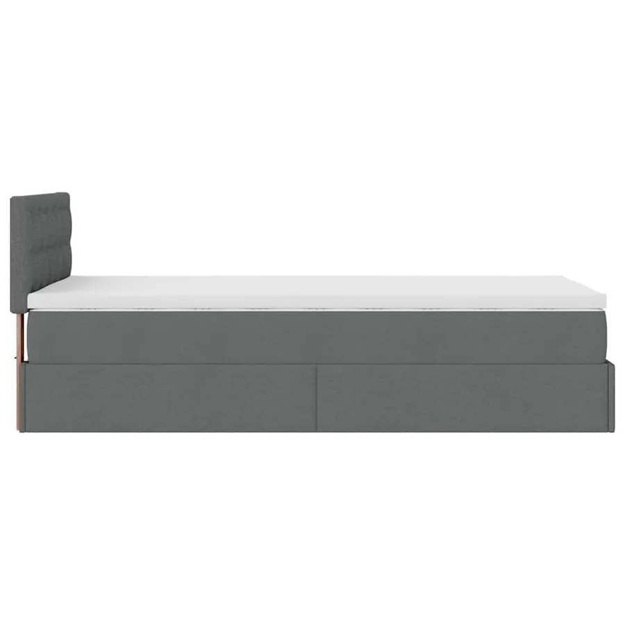 Cadre de lit ottoman avec matelas gris foncé 90x190 cm tissu - 11