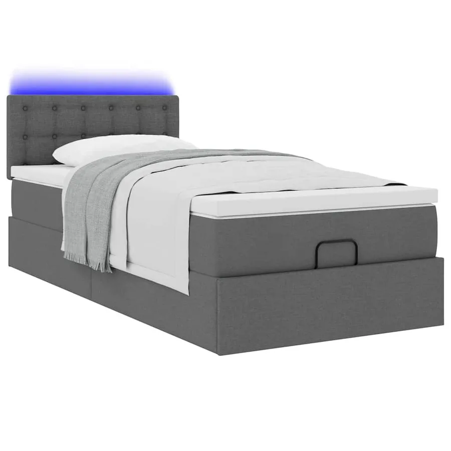 Cadre de lit ottoman avec matelas gris foncé 90x190 cm tissu - 5