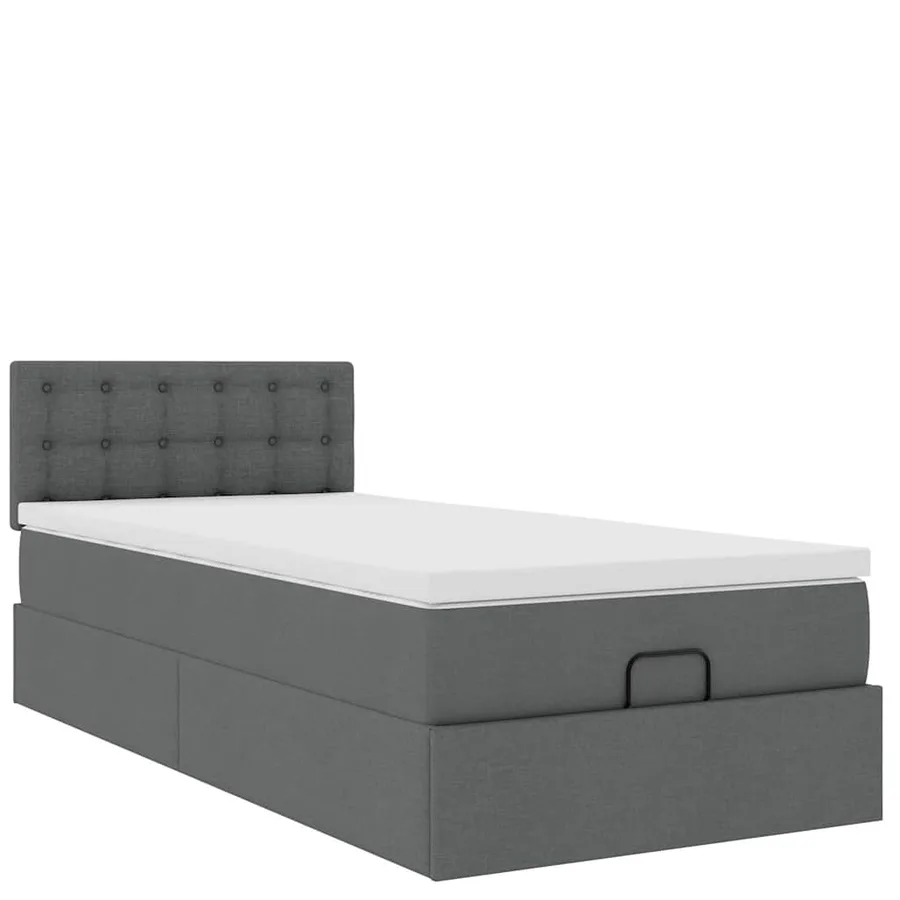 Cadre de lit ottoman avec matelas gris foncé 90x190 cm tissu - 7