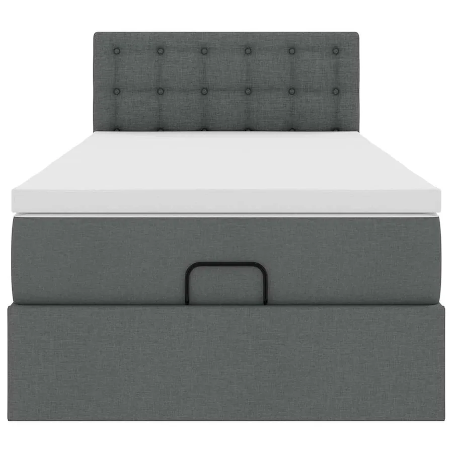 Cadre de lit ottoman avec matelas gris foncé 90x190 cm tissu - 8
