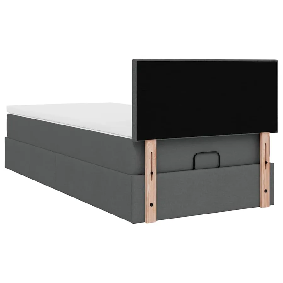 Cadre de lit ottoman avec matelas gris foncé 90x190 cm tissu - 11