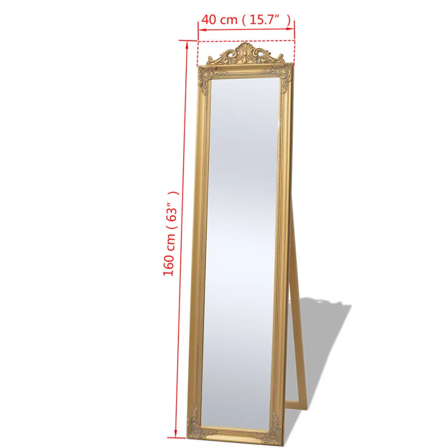 Miroir sur pied Style baroque 160x40 cm Doré - 7