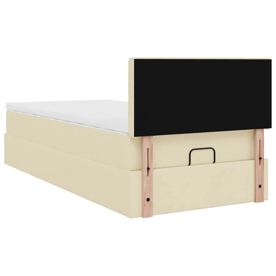 Cadre de lit ottoman avec matelas crème 90x190 cm tissu - 11