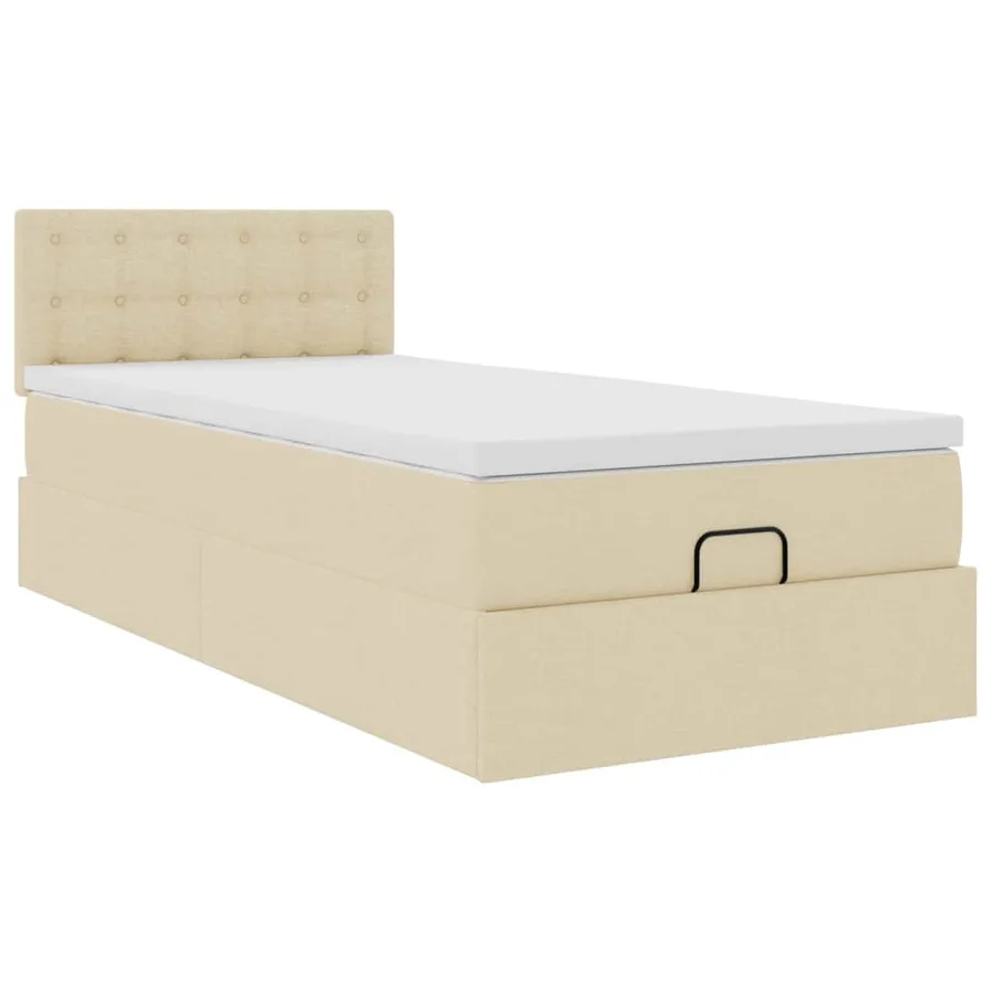 Cadre de lit ottoman avec matelas crème 90x190 cm tissu - 6