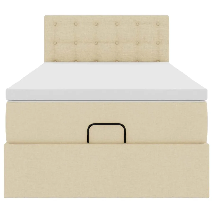 Cadre de lit ottoman avec matelas crème 90x190 cm tissu - 7