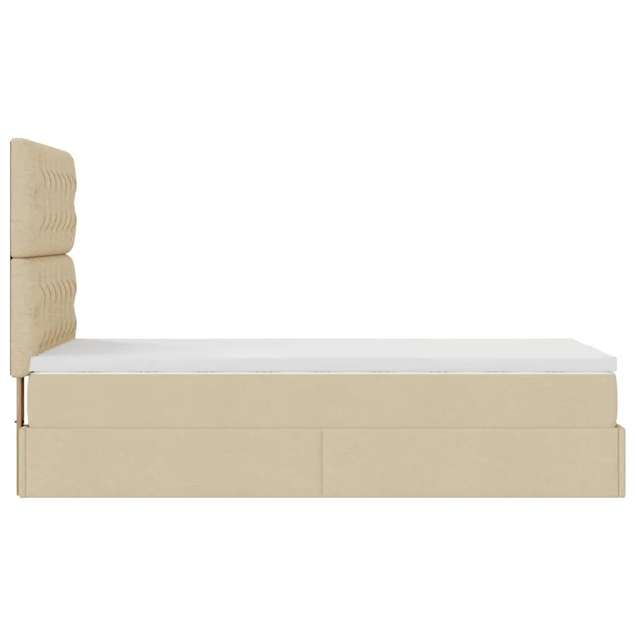 Cadre de lit ottoman avec matelas crème 90x190 cm tissu - 10