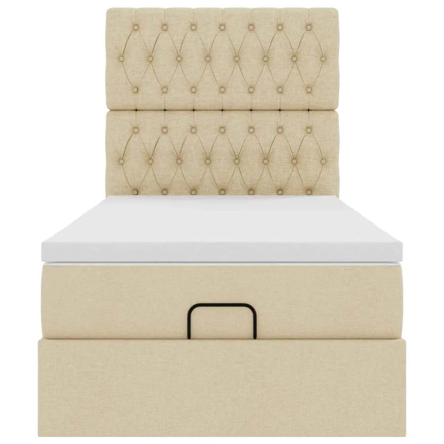 Cadre de lit ottoman avec matelas crème 90x190 cm tissu - 8