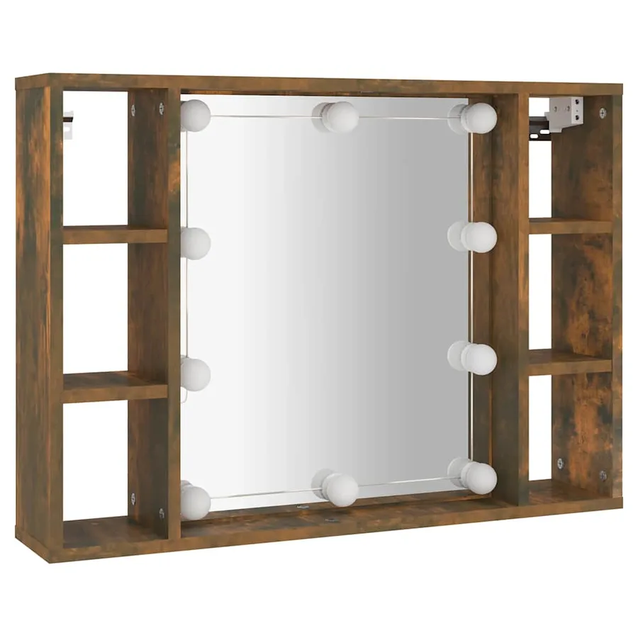 Armoire à miroir avec LED Chêne fumé 76x15x55 cm - 3