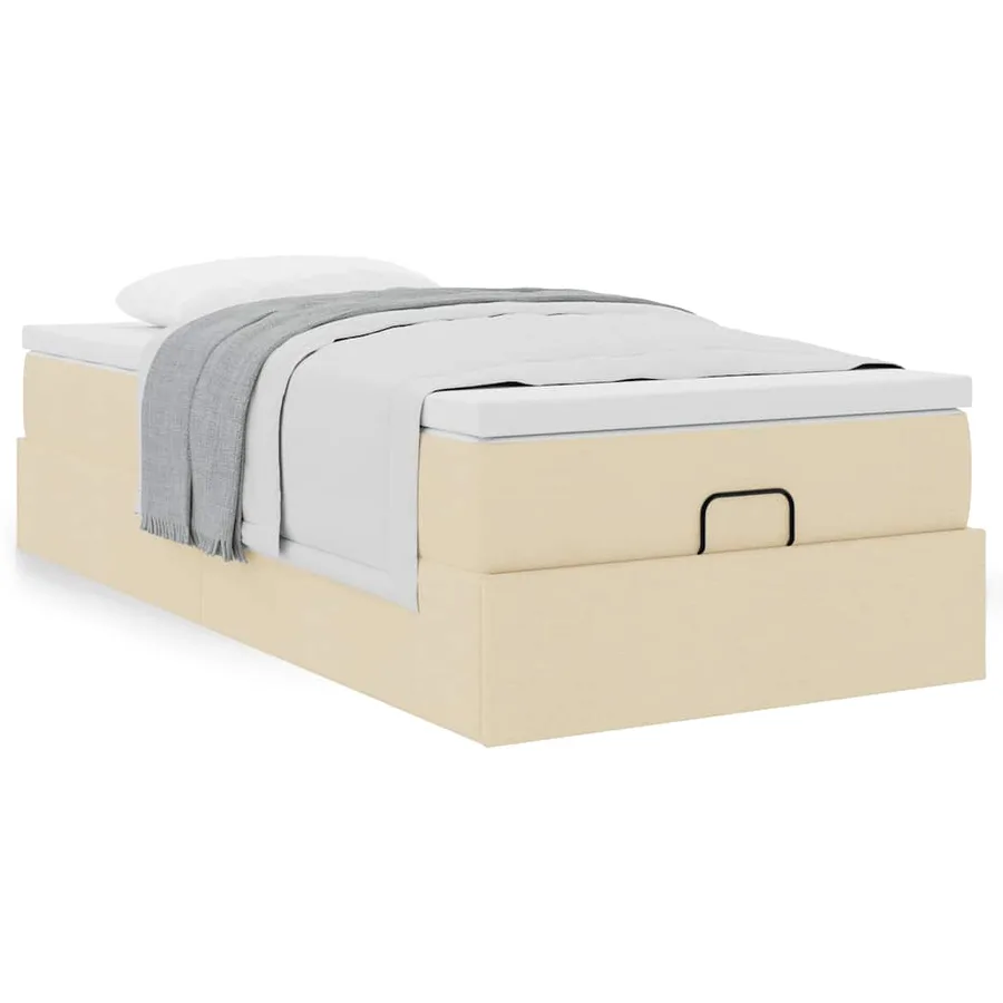 Cadre de lit ottoman avec matelas crème 90x190 cm tissu - 4