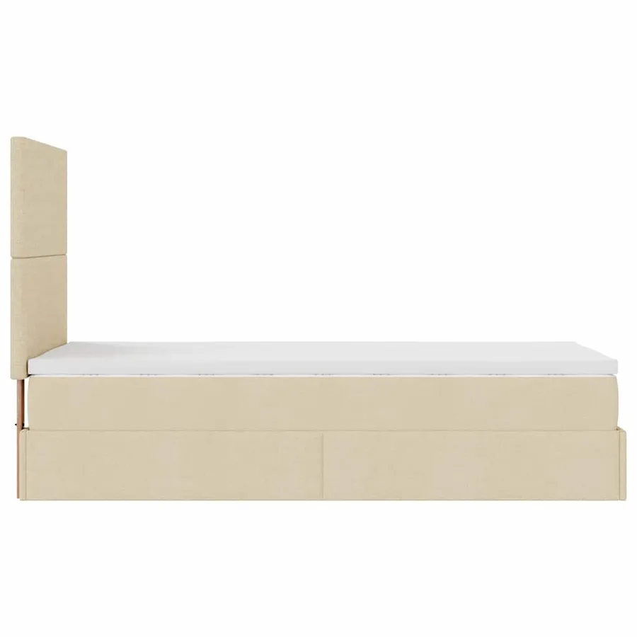 Cadre de lit ottoman avec matelas crème 90x190 cm tissu - 11