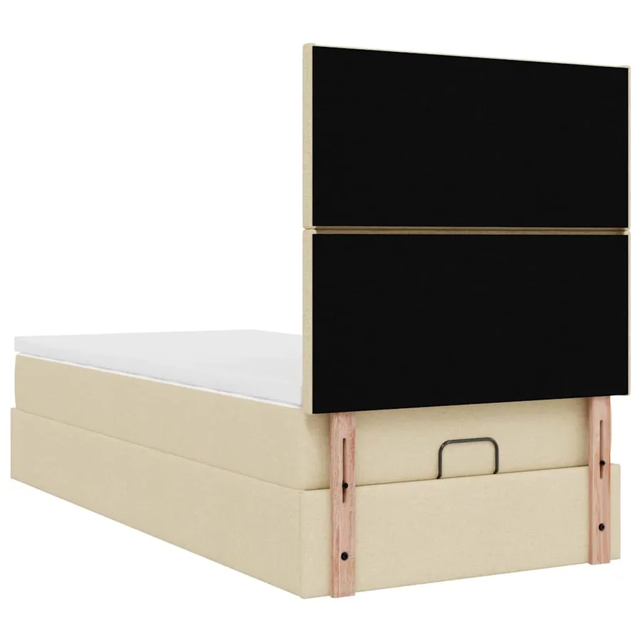 Cadre de lit ottoman avec matelas crème 90x190 cm tissu - 12