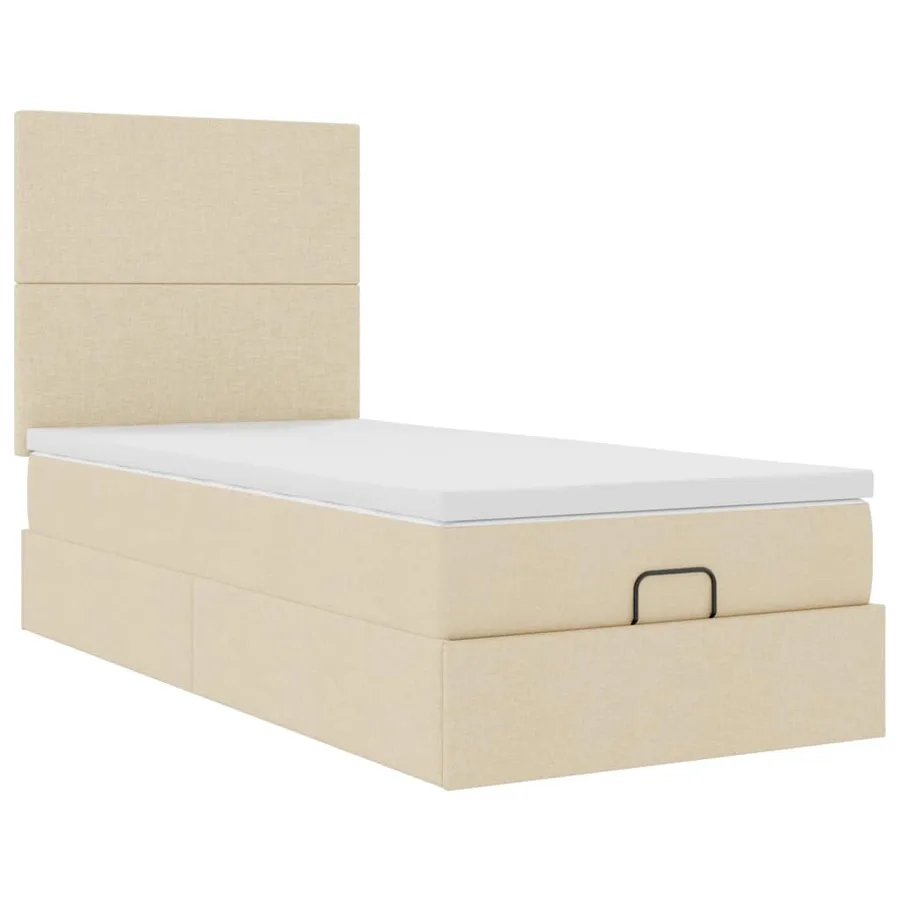 Cadre de lit ottoman avec matelas crème 90x190 cm tissu - 7