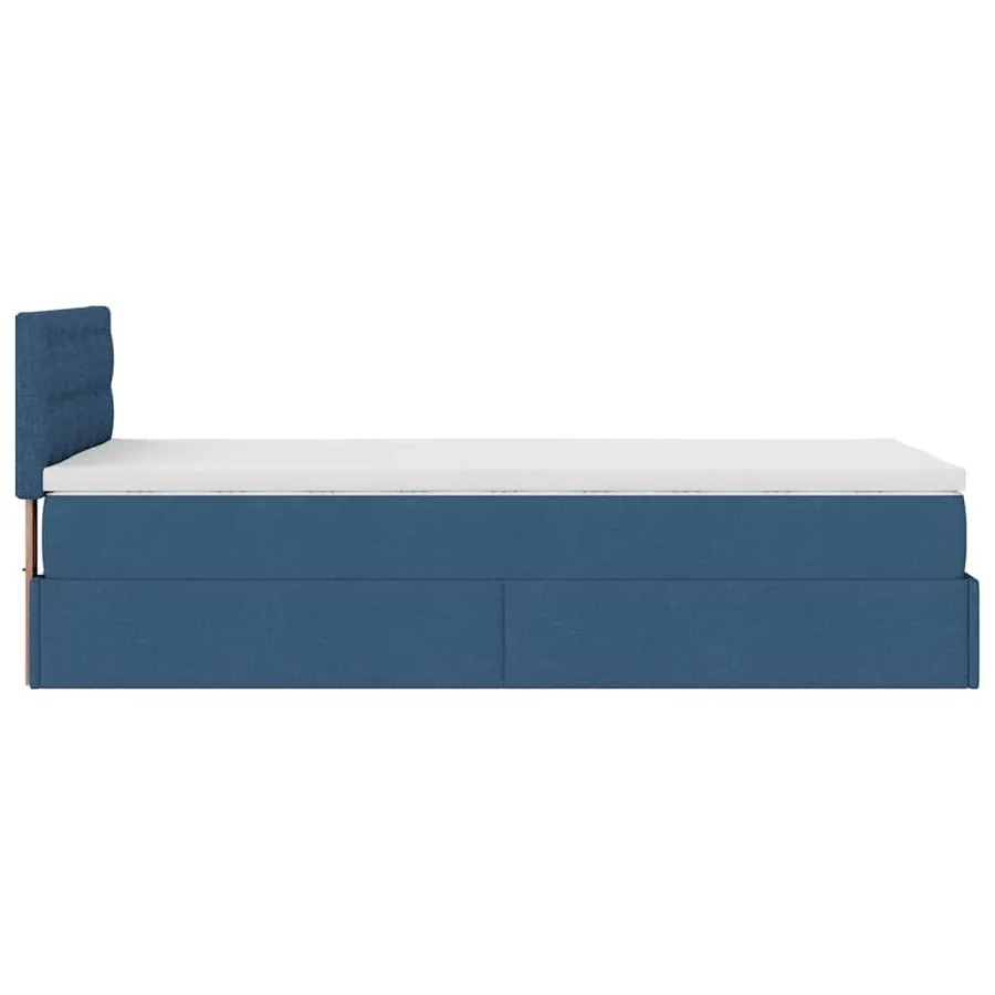 Cadre de lit ottoman avec matelas bleu 80x200 cm tissu - 9