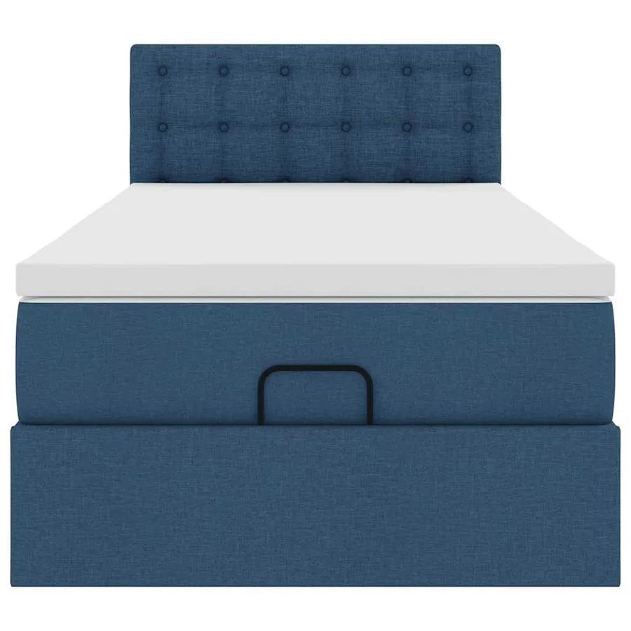 Cadre de lit ottoman avec matelas bleu 80x200 cm tissu - 8