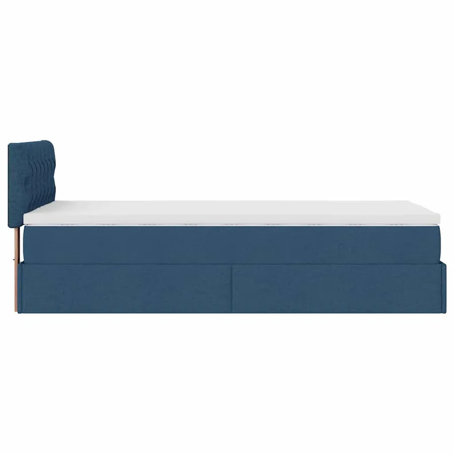 Cadre de lit ottoman avec matelas bleu 80x200 cm tissu - 11