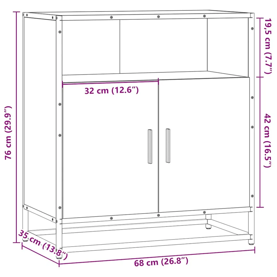 Buffet chêne sonoma 68x35x76 cm bois d'ingénierie - 10