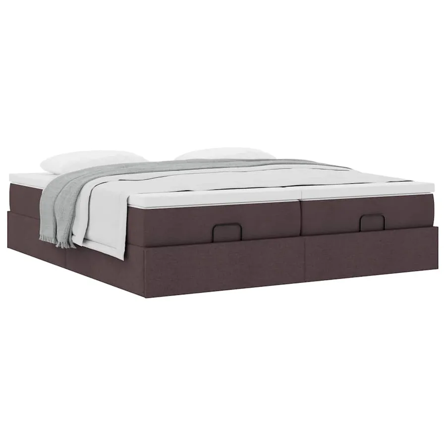 Cadre de lit ottoman avec matelas marron foncé 160x200 cm tissu - 5
