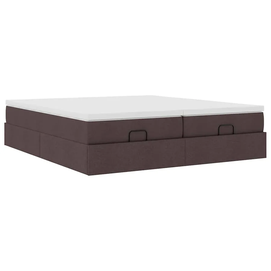 Cadre de lit ottoman avec matelas marron foncé 160x200 cm tissu - 6