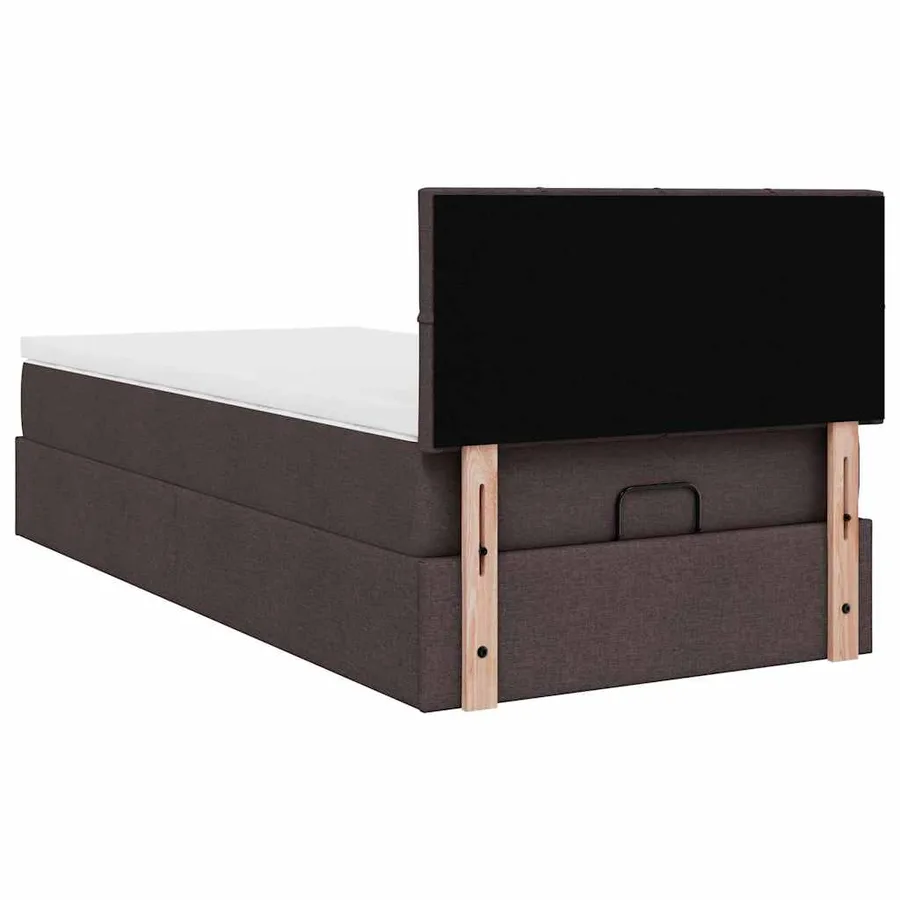 Cadre de lit ottoman avec matelas marron foncé 80x200 cm tissu - 11