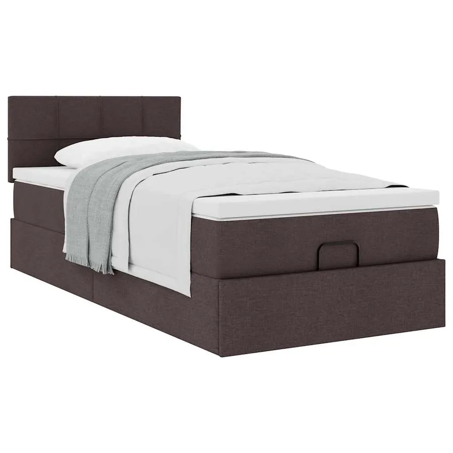 Cadre de lit ottoman avec matelas marron foncé 80x200 cm tissu - 5