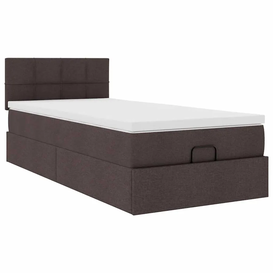 Cadre de lit ottoman avec matelas marron foncé 80x200 cm tissu - 6