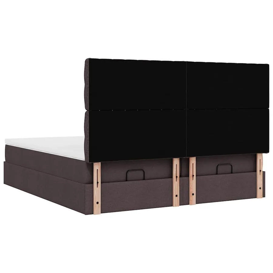 Cadre de lit ottoman avec matelas marron foncé 160x200 cm tissu - 9