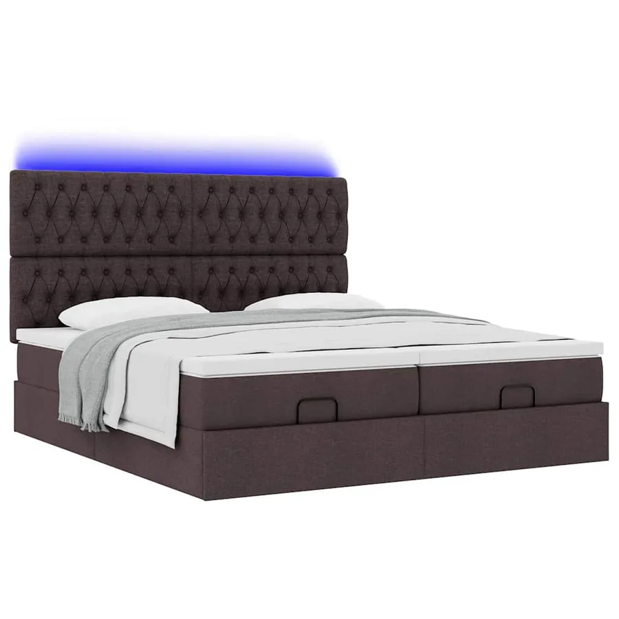 Cadre de lit ottoman avec matelas marron foncé 160x200 cm tissu - 6