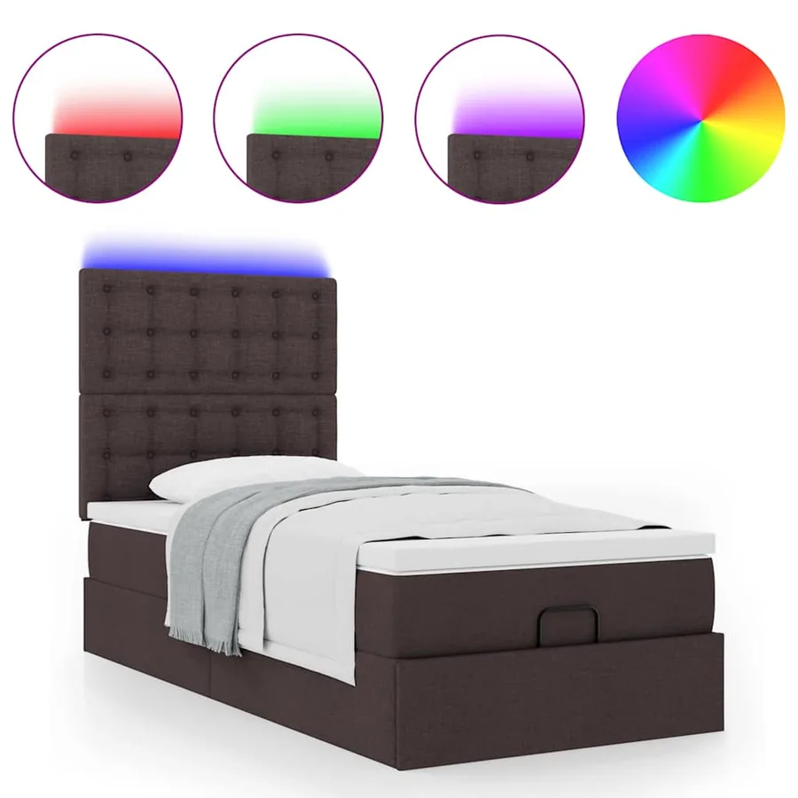 Cadre de lit ottoman avec matelas marron foncé 80x200 cm tissu - 5