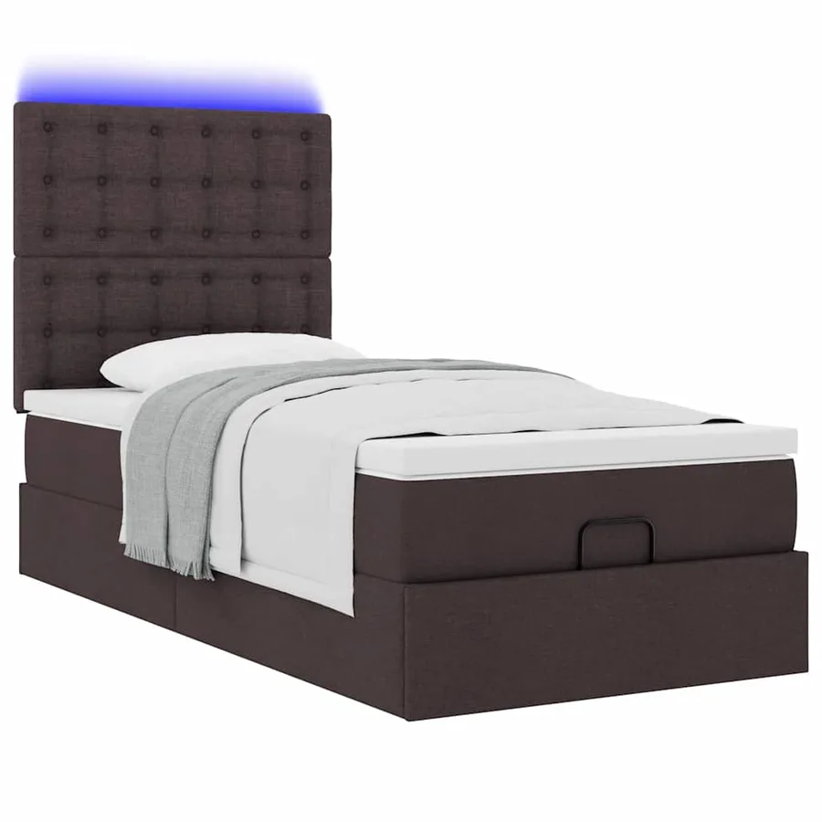 Cadre de lit ottoman avec matelas marron foncé 80x200 cm tissu - 6