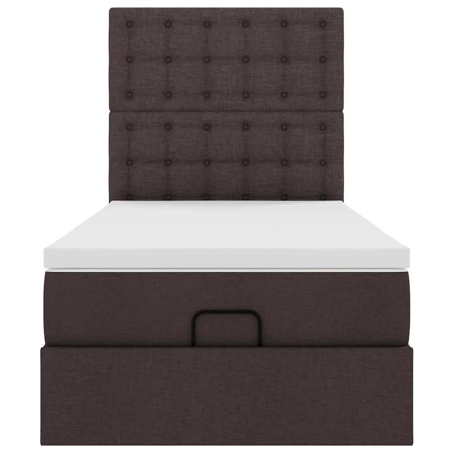 Cadre de lit ottoman avec matelas marron foncé 80x200 cm tissu - 8