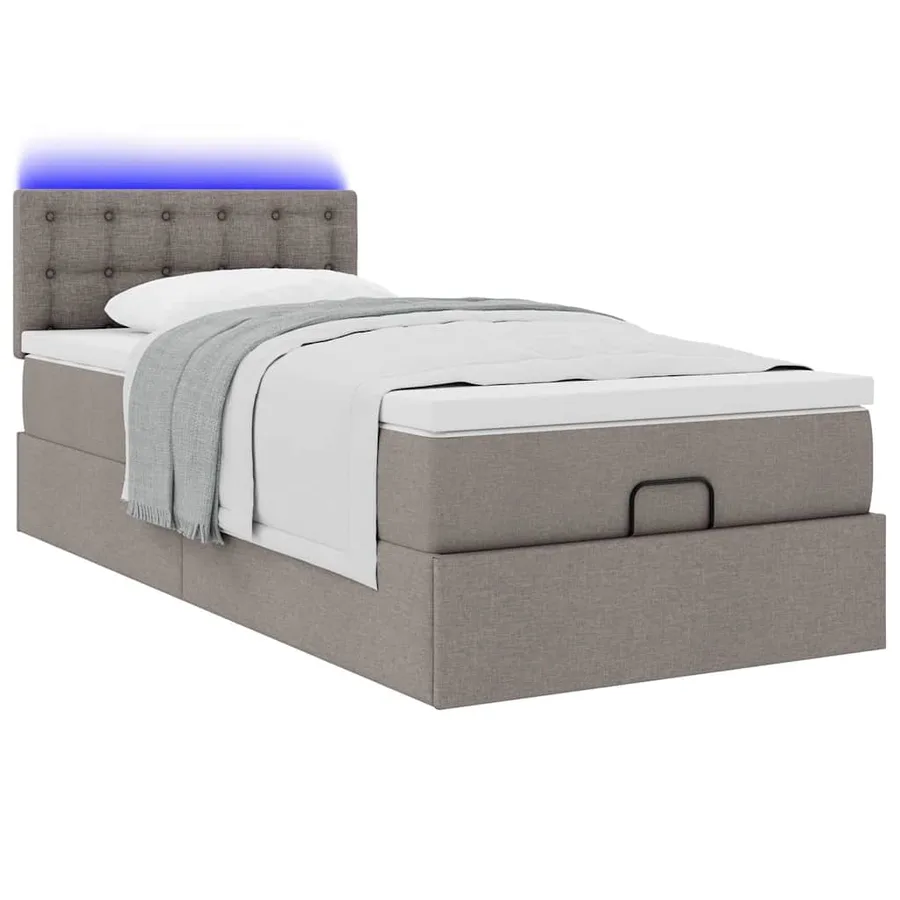 Cadre de lit ottoman avec matelas taupe 90x190 cm tissu - 6