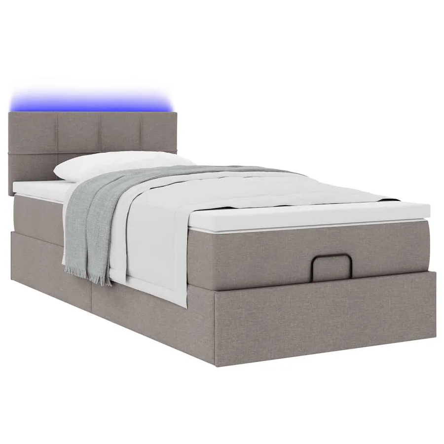 Cadre de lit ottoman avec matelas taupe 90x190 cm tissu - 6