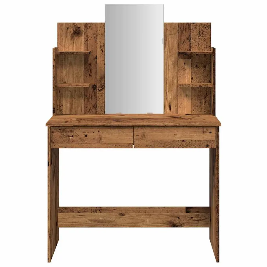 Coiffeuse avec miroir vieux bois 96x39x142 cm - 4