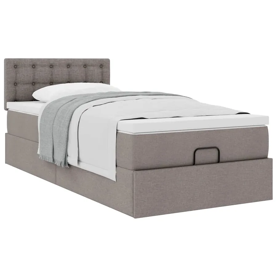 Cadre de lit ottoman avec matelas taupe 80x200 cm tissu - 5