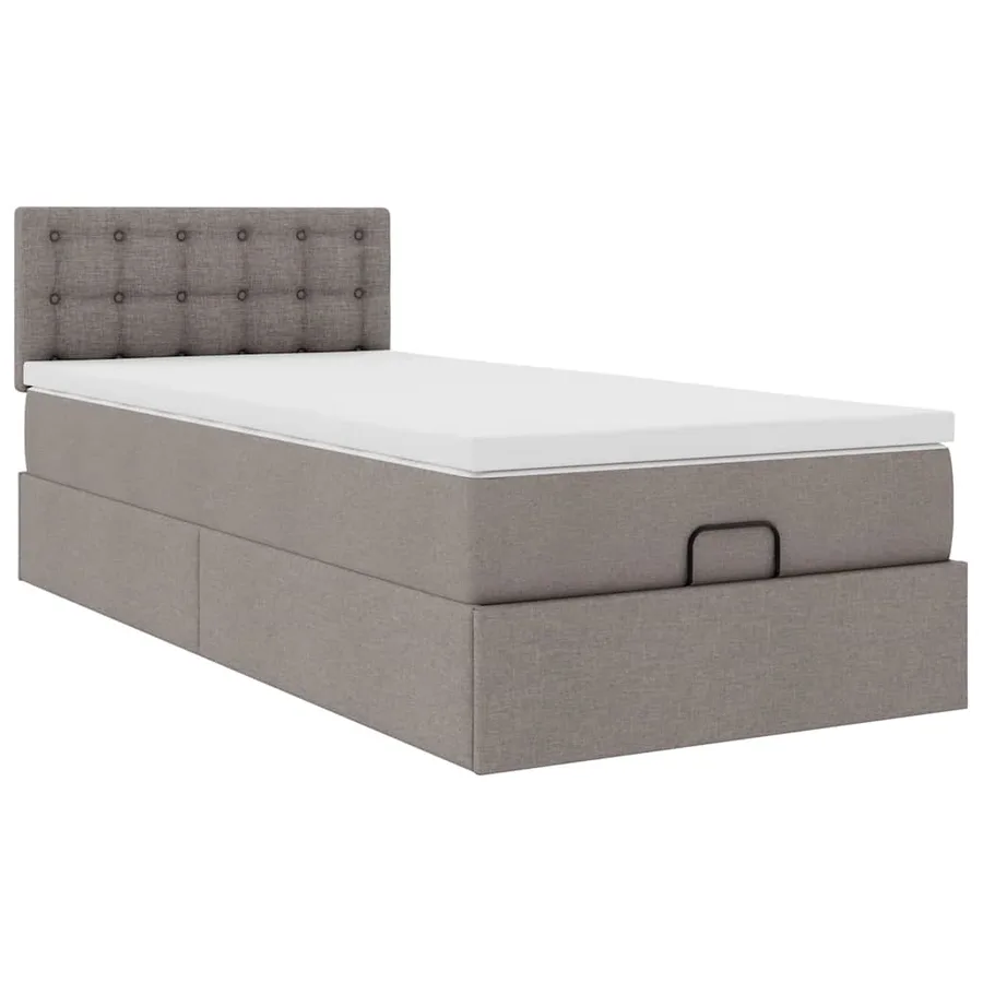 Cadre de lit ottoman avec matelas taupe 80x200 cm tissu - 6