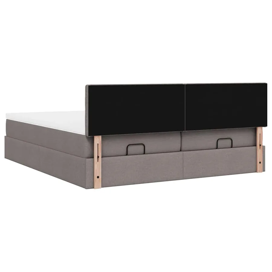 Cadre de lit ottoman avec matelas taupe 160x200 cm tissu - 12