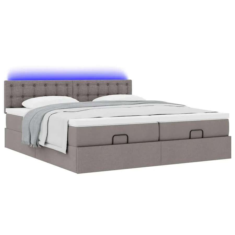 Cadre de lit ottoman avec matelas taupe 160x200 cm tissu - 6