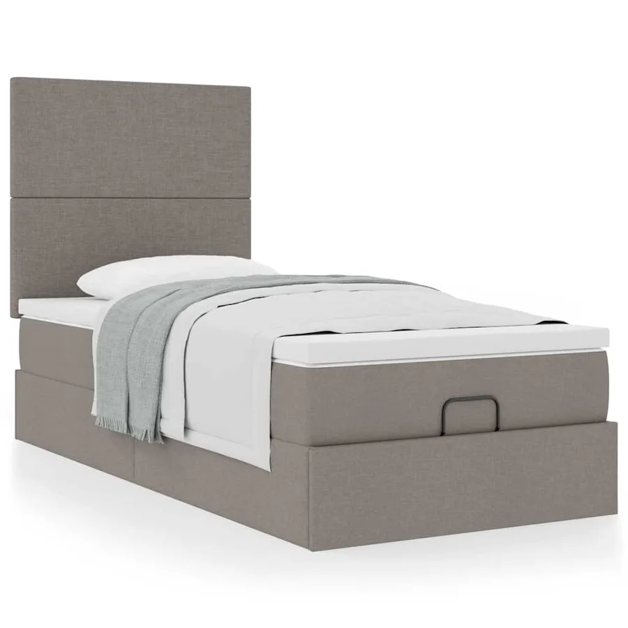 Cadre de lit ottoman avec matelas taupe 80x200 cm tissu - 4