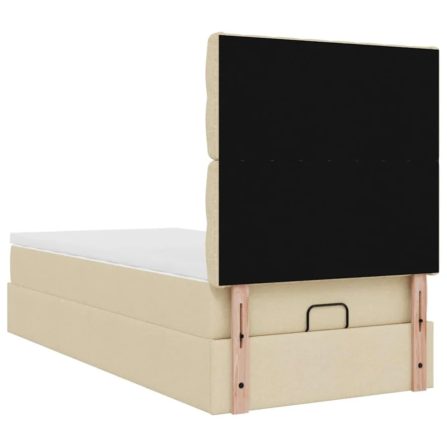 Cadre de lit ottoman avec matelas crème 80x200 cm tissu - 12